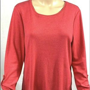 Chicos blouse womans size 2 solid red long sleeves